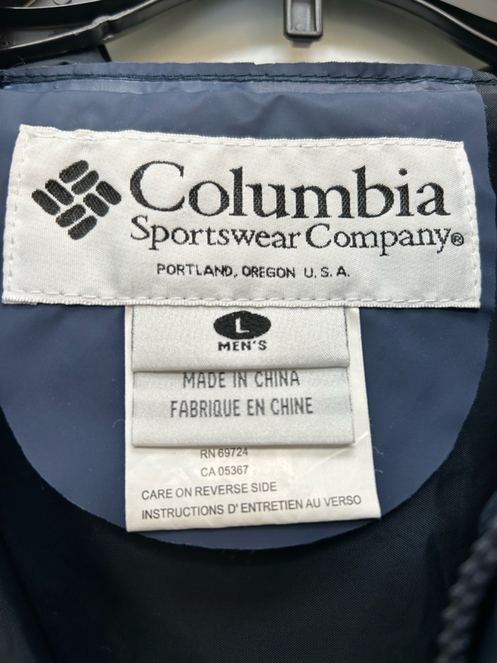 Columbia Navy Rain Jacket with Yellow Logo Men’s L - Picture 4 of 8